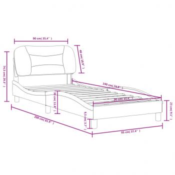 Bettgestell mit Kopfteil Dunkelgrau 90x190 cm Stoff