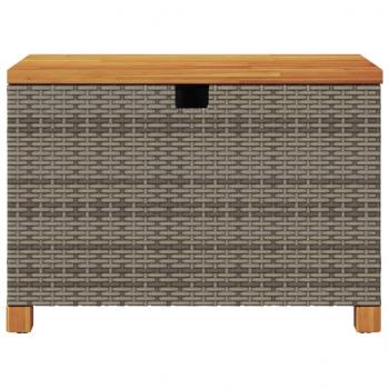 Gartentruhe Grau 80x40x48 cm Poly Rattan Akazienholz