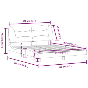 Bettgestell mit Kopfteil Dunkelgrau 160x200 cm Stoff