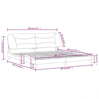 Bettgestell mit Kopfteil Dunkelgrau 200x200 cm Stoff