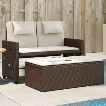 ARDEBO.de - Gartenbank Verstellbar mit Kissen Braun Poly Rattan