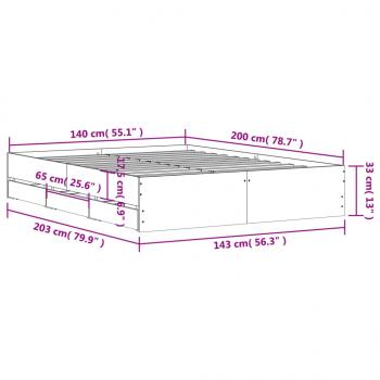 Bettgestell mit Schubladen Braun Eichen-Optik 140x200 cm