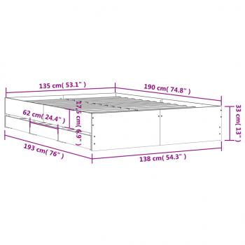 Bettgestell mit Schubladen Schwarz 135x190 cm Holzwerkstoff