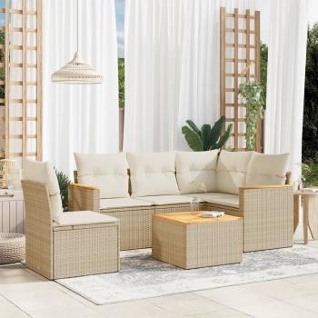 ARDEBO.de - 6-tlg. Garten-Sofagarnitur mit Kissen Beige Poly Rattan