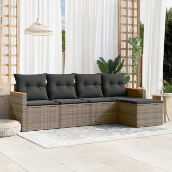 ARDEBO.de - 5-tlg. Garten-Sofagarnitur mit Kissen Grau Poly Rattan