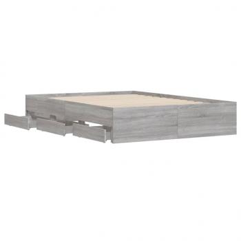 Bettgestell mit Schubladen Grau Sonoma 135x190 cm Holzwerkstoff