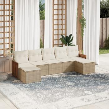 ARDEBO.de - 7-tlg. Garten-Sofagarnitur mit Kissen Beige Poly Rattan