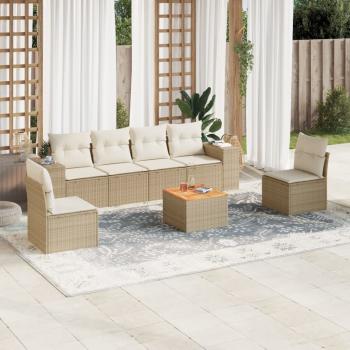 ARDEBO.de - 7-tlg. Garten-Sofagarnitur mit Kissen Beige Poly Rattan