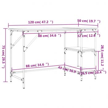 Schreibtisch Schwarz 120x50x75 cm Metall und Holzwerkstoff