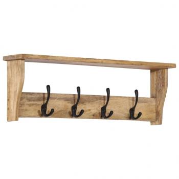 Wandgarderobe mit 4 Haken Massivholz Mango