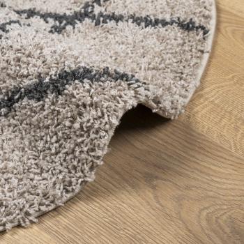 Teppich Shaggy Hochflor Modern Beige und Anthrazit Ø 200 cm