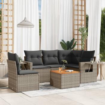 ARDEBO.de - 6-tlg. Garten-Sofagarnitur mit Kissen Grau Poly Rattan