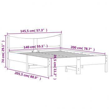 Massivholzbett ohne Matratze 140x200 cm Kiefernholz