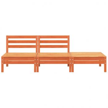 Gartensofa 3-Sitzer Wachsbraun Massivholz Kiefer