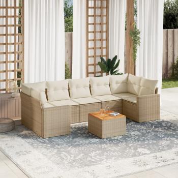 ARDEBO.de - 8-tlg. Garten-Sofagarnitur mit Kissen Beige Poly Rattan