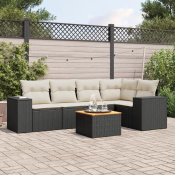 ARDEBO.de - 6-tlg. Garten-Sofagarnitur mit Kissen Schwarz Poly Rattan