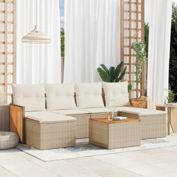 ARDEBO.de - 7-tlg. Garten-Sofagarnitur mit Kissen Beige Poly Rattan