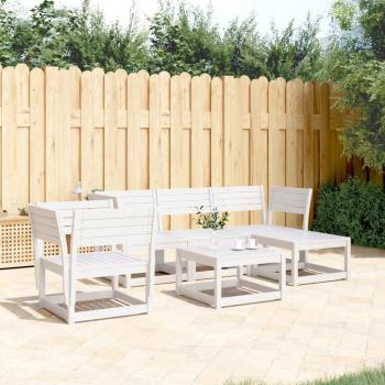 ARDEBO.de - 5-tlg. Garten-Lounge-Set Weiß Massivholz Kiefer