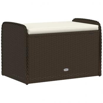 Sitzbank mit Stauraum & Kissen Braun 80x51x52 cm Poly Rattan