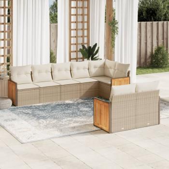 ARDEBO.de - 8-tlg. Garten-Sofagarnitur mit Kissen Beige Poly Rattan