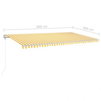 Standmarkise Manuell Einziehbar 600x300 cm Gelb/Weiß