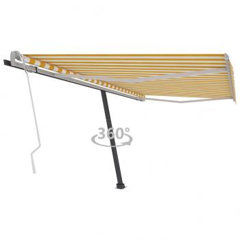 ARDEBO.de - Standmarkise Einziehbar Handbetrieben 450x300 cm Gelb/Weiß