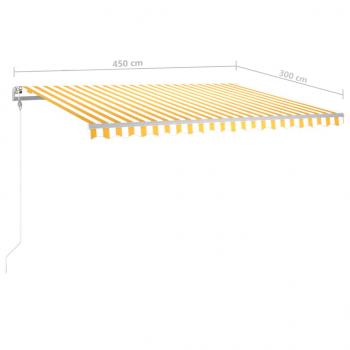 Standmarkise Einziehbar Handbetrieben 450x300 cm Gelb/Weiß