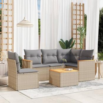 ARDEBO.de - 6-tlg. Garten-Sofagarnitur mit Kissen Beige Poly Rattan