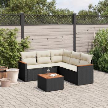 ARDEBO.de - 6-tlg. Garten-Sofagarnitur mit Kissen Schwarz Poly Rattan