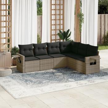 ARDEBO.de - 6-tlg. Garten-Sofagarnitur mit Kissen Grau Poly Rattan