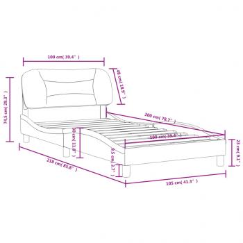 Bettgestell mit Kopfteil Grau 100x200 cm Kunstleder