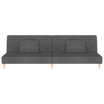 Schlafsofa 2-Sitzer mit 2 Kissen Dunkelgrau Stoff