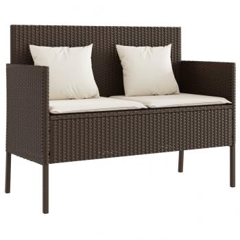 ARDEBO.de - Gartenbank mit Kissen Braun Poly Rattan