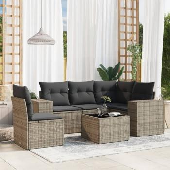 ARDEBO.de - 6-tlg. Garten-Sofagarnitur mit Kissen Grau Poly Rattan