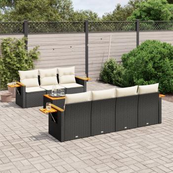 ARDEBO.de - 8-tlg. Garten-Sofagarnitur mit Kissen Schwarz Poly Rattan