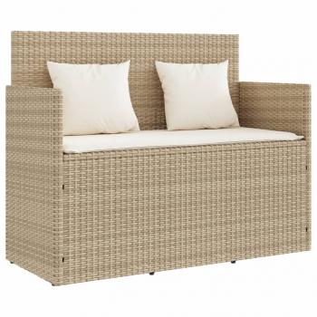 ARDEBO.de - Gartenbank mit Kissen Beige Poly Rattan