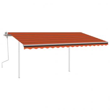 ARDEBO.de - Markise Manuell Einziehbar mit LED 4x3 m Orange Braun