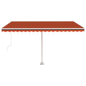 Markise Manuell Einziehbar mit LED 400x300 cm Orange Braun