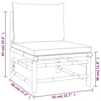 3-tlg. Garten-Lounge-Set mit Taupe Kissen Bambus