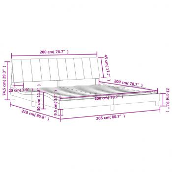 Bettgestell mit Kopfteil Schwarz 200x200 cm Samt