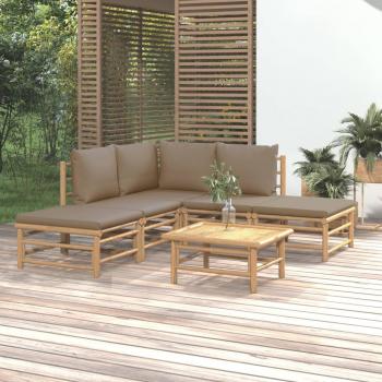 ARDEBO.de - 6-tlg. Garten-Lounge-Set mit Kissen Taupe Bambus