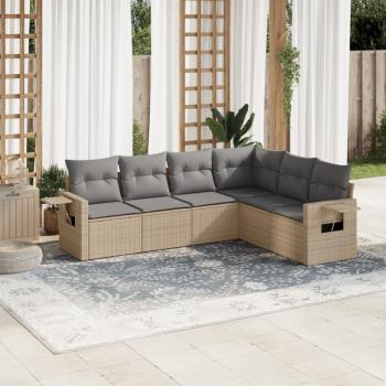 ARDEBO.de - 6-tlg. Garten-Sofagarnitur mit Kissen Beige Poly Rattan