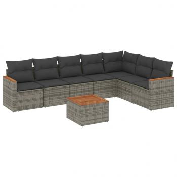 ARDEBO.de - 8-tlg. Garten-Sofagarnitur mit Kissen Grau Poly Rattan