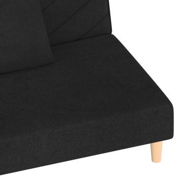 Schlafsofa 2-Sitzer mit 2 Kissen Schwarz Stoff