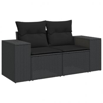 5-tlg. Garten-Sofagarnitur mit Kissen Schwarz Poly Rattan