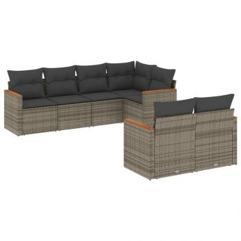 ARDEBO.de - 7-tlg. Garten-Sofagarnitur mit Kissen Grau Poly Rattan