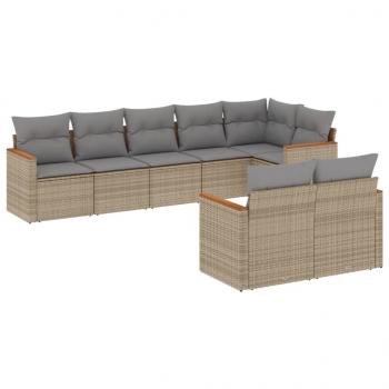 ARDEBO.de - 8-tlg. Garten-Sofagarnitur mit Kissen Beige Poly Rattan