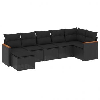 ARDEBO.de - 7-tlg. Garten-Sofagarnitur mit Kissen Schwarz Poly Rattan