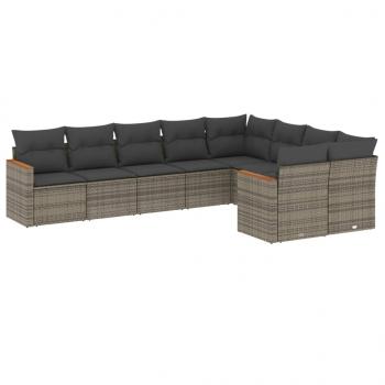 ARDEBO.de - 9-tlg. Garten-Sofagarnitur mit Kissen Grau Poly Rattan