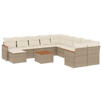 ARDEBO.de - 12-tlg. Garten-Sofagarnitur mit Kissen Beige Poly Rattan